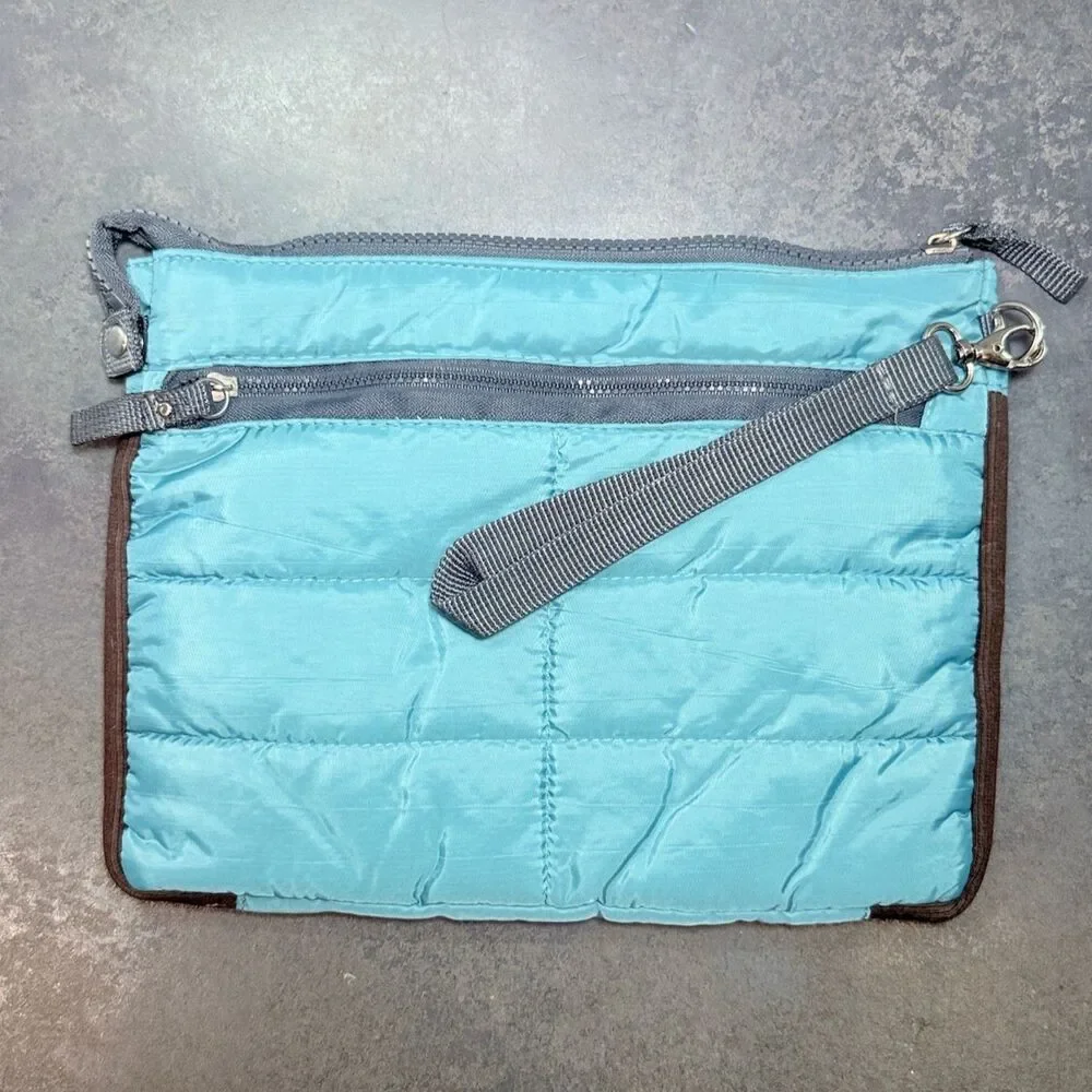 Dahlia 10-Inch Tablet Case | Aqua Blue Quilted iPad Wristlet Organizer | NWT